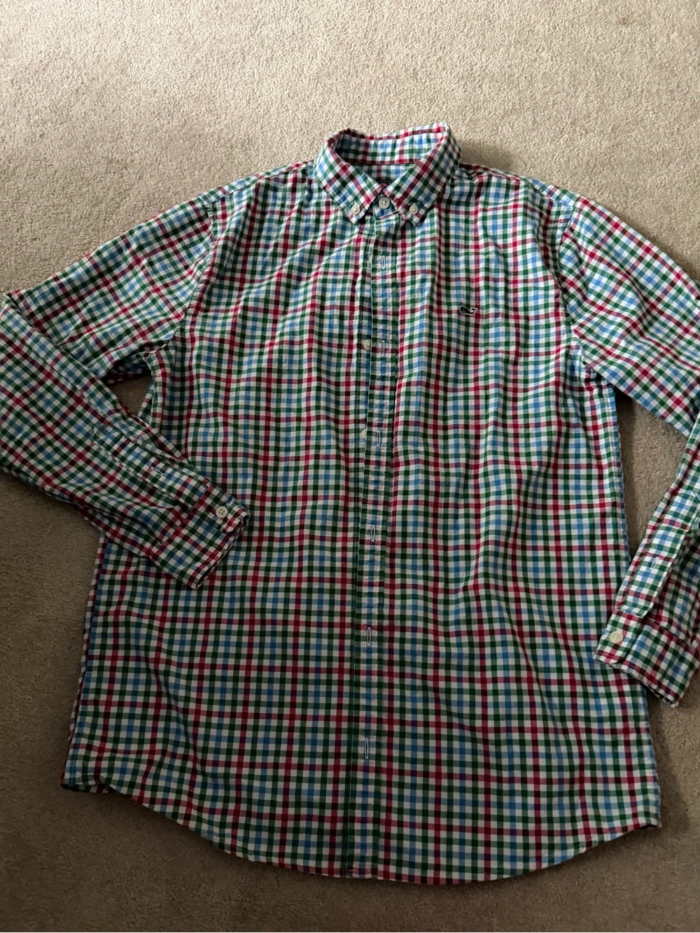 Vineyard Vines Multicolor Plaid Button-Down Shirt — Green Red Blue